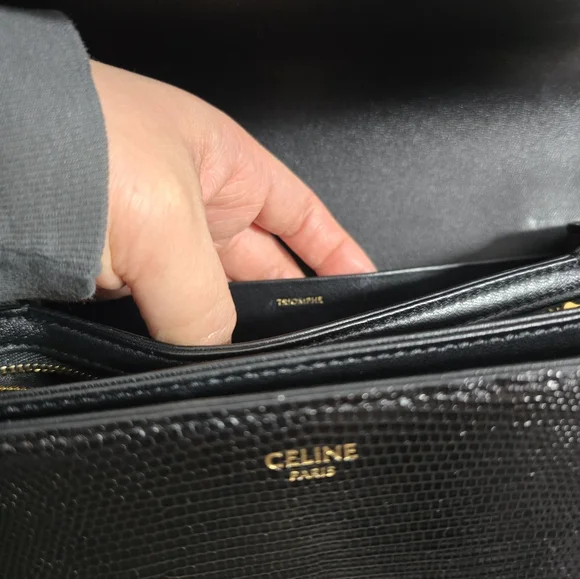 Celine Medium Triomphe Shoulder Bag Lizard - Picture 12 of 15